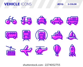 2-color style icon set related to vehicle_016