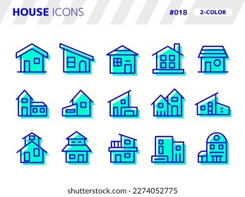 Conjunto de iconos de estilo de 2 colores relacionados con house_018