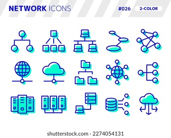 2-color style icon set related to network_026