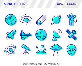 2-color style icon set related to space_056