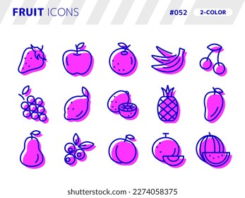 2-color style icon set related to fruit_052