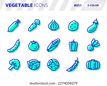 Conjunto de iconos de estilo de 2 colores relacionados con vegetable_051