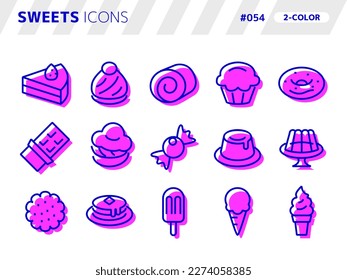 2-color style icon set related to sweets_054