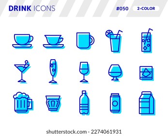 2-color style icon set related to drink_050