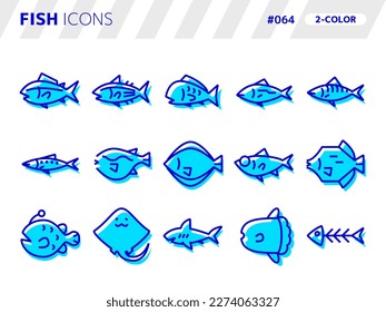 2-color style icon set related to fish_064