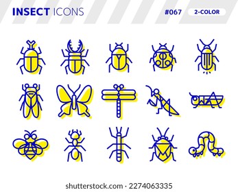 Conjunto de iconos de estilo de 2 colores relacionados con insect_067