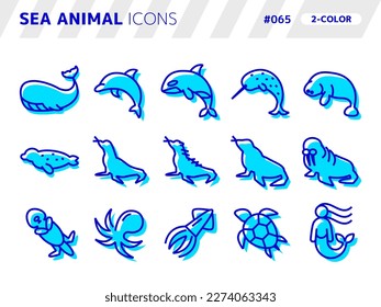 2-color style icon set related to sea mammal_065