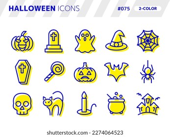 2-color style icon set related to halloween_075