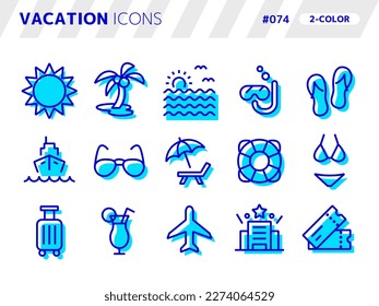 Conjunto de iconos de estilo de 2 colores relacionados con el programa playero_074