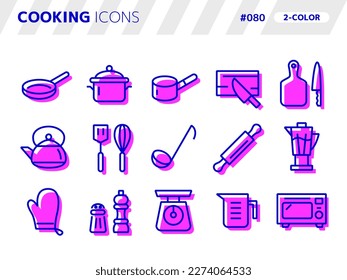 2-color style icon set related to cooking_080