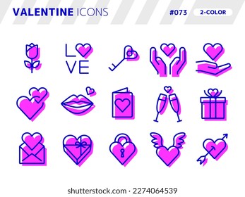 2-color style icon set related to valentine_073