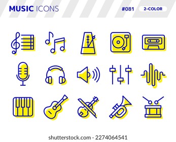 2-color style icon set related to music_081
