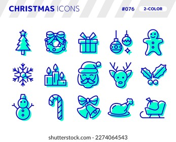 2-color style icon set related to christmas_076