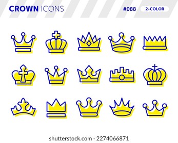 2-color style icon set related to crown_088