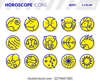 2-color style icon set related to horoscope_097