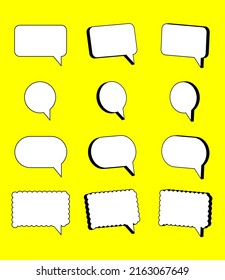 2d and 3d yellow background speech bubble chat icon collection set