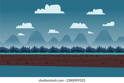 2d, capable, aventure, arrière-plan, arrière-plan, arrière-plan, bush, bande dessinée, nuage, environnement, front, gibier, herbe, sol, colline, horizontale, illustration, terre, paysage, nature, extérieur, plate-forme, scène, paysage, st
