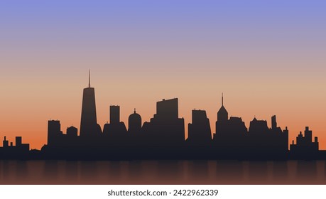 2D Abstract Black New York Manhattan Silhouette Skyline. EPS10 Vector