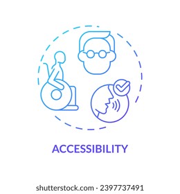 2D accessibility thin line gradient icon concept, isolated vector, blue illustration representing voice assistant.