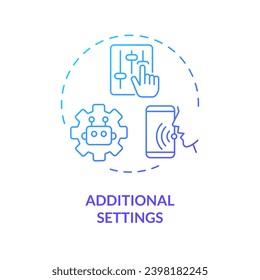 2D additional settings thin line gradient icon concept, isolated vector, blue illustration representing voice assistant.