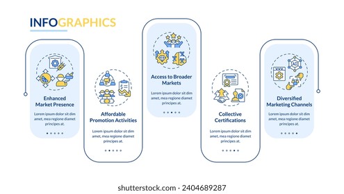 2D agricultural clusters vector infographics template with colorful line icons, data visualization with 5 steps, process timeline chart.