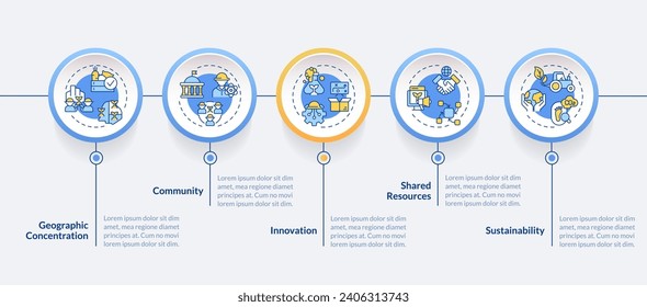 2D agricultural clusters vector infographics template with creative thin line icons, data visualization with 5 steps, multicolor process timeline chart.