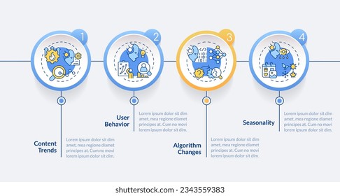 2D AI for SEO vector infographics template, data visualization with 4 steps, process timeline chart.
