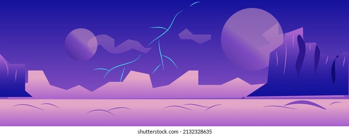 2D Alien Planet Game Background Vector Illustration