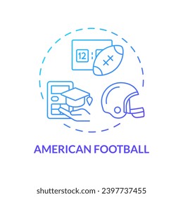 2D american football thin line gradient icon concept, isolated vector, illustration representing athletic scholarship.