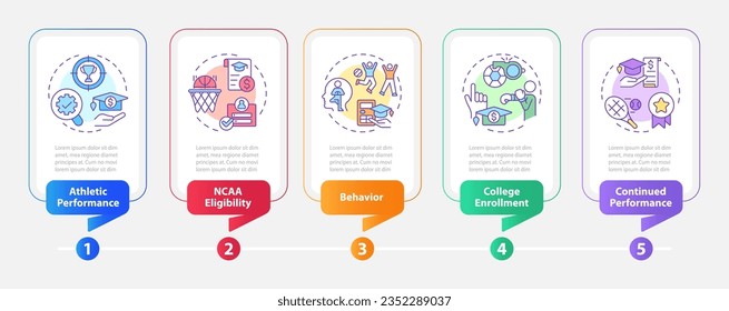 2D athletic scholarship vector infographics template with linear icons concept, data visualization with 5 steps, process timeline chart.