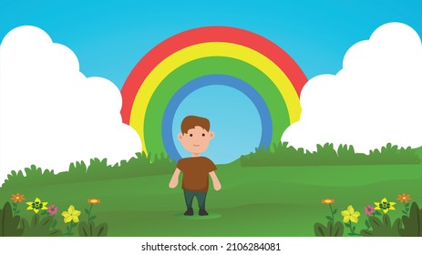 2d Background illustration for education with a character