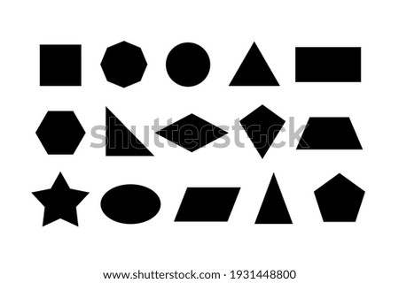 2D basic shapes collection, set of basic geometric shape, black color isolated on white background - Vector