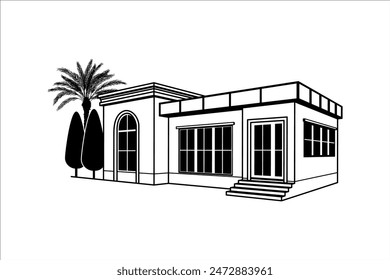 2D black modern house illustration