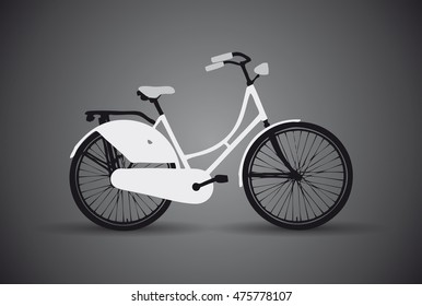 Ilustración en blanco y negro de una bicicleta típica