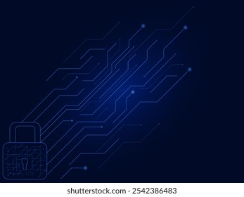2d Blue Abstract cyber security with circuit board. vector modern  technology illustration