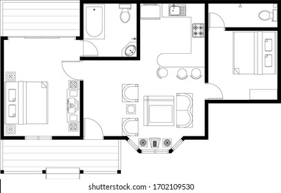 2d house plan drawing