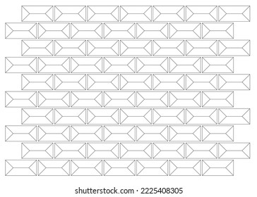 2D CAD pattern drawing based on rectangular and square block designs. Painting in black and white. Arranged repetitively again to form a pattern and a unique design.
