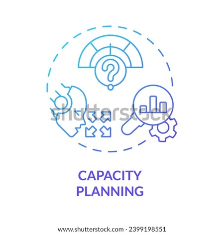 2D capacity planning gradient icon representing AI ops, isolated vector, blue thin line illustration.
