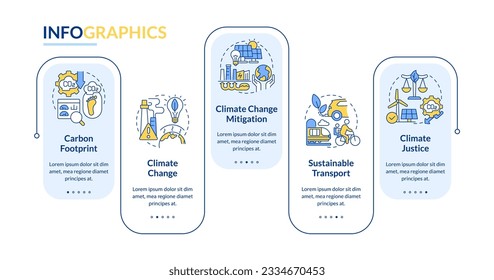 2D carbon border adjustment vector infographics template with linear icons, data visualization with 5 steps, process timeline chart.