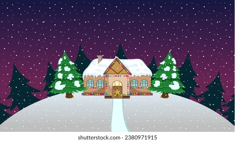 2D Cartoon Christmas Vector Illustration Background.