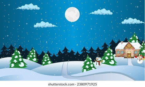 Fondo de Ilustración del Vector de Navidad de Caricatura 2D.