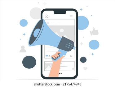 2d Cartoon Megaphone Bell Notification Marketing Stock Vector (Royalty ...