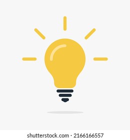 2d cartoon style minimal yellow light bulb icon. solution, business, idea icon symbol vector graphic.