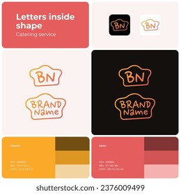 2D catering service linear logo with brand name. Visual identity. Editable template with nanum pen font. Suitable for catering company, food service, event.