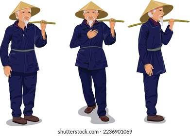 2D character of Chinese farmer