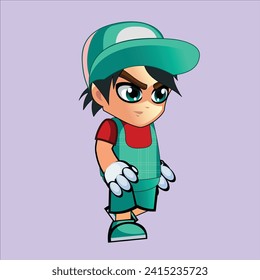 2d character run animation pose 7  vector illustration