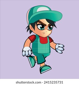 2d character run animation pose 2  vector illustration