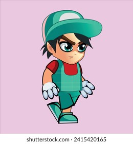 2d character walk animation pose 1 vector illustration