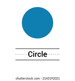 2D Circle Shape In Mathematics. Blue Circle Shape Drawing For Kids Isolated On White Background