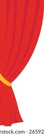 2d Clean red curtain drawn open to the right, a minimal design element perfect for room interiors or performance-related illustrations.